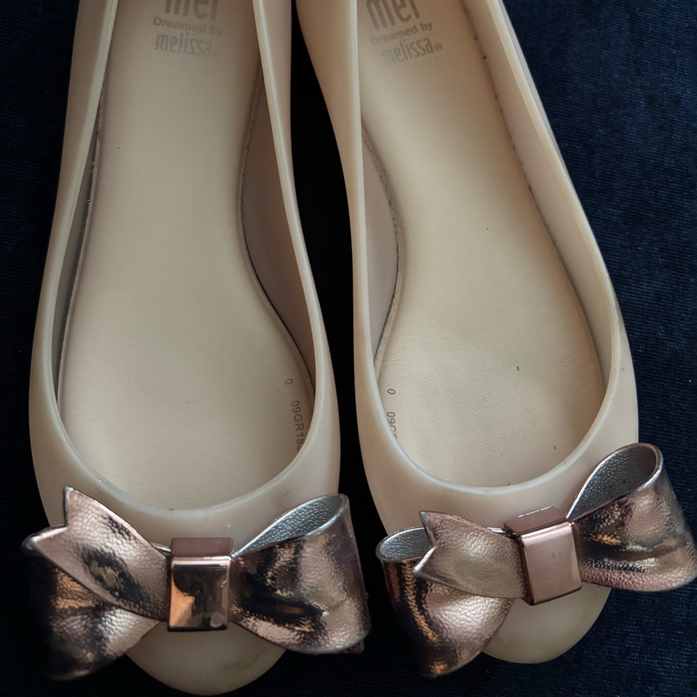 Mini Melissa pink Flats with Decorative Bow